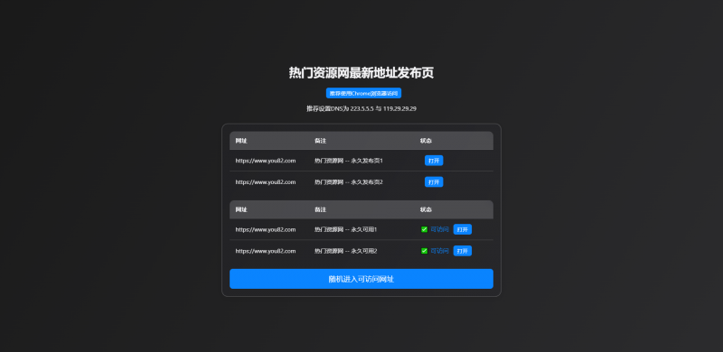 个人引导页中转安全跳转源码+自动检测域名可否访问热门资源站 | 免费共享网盘资源平台优资源站